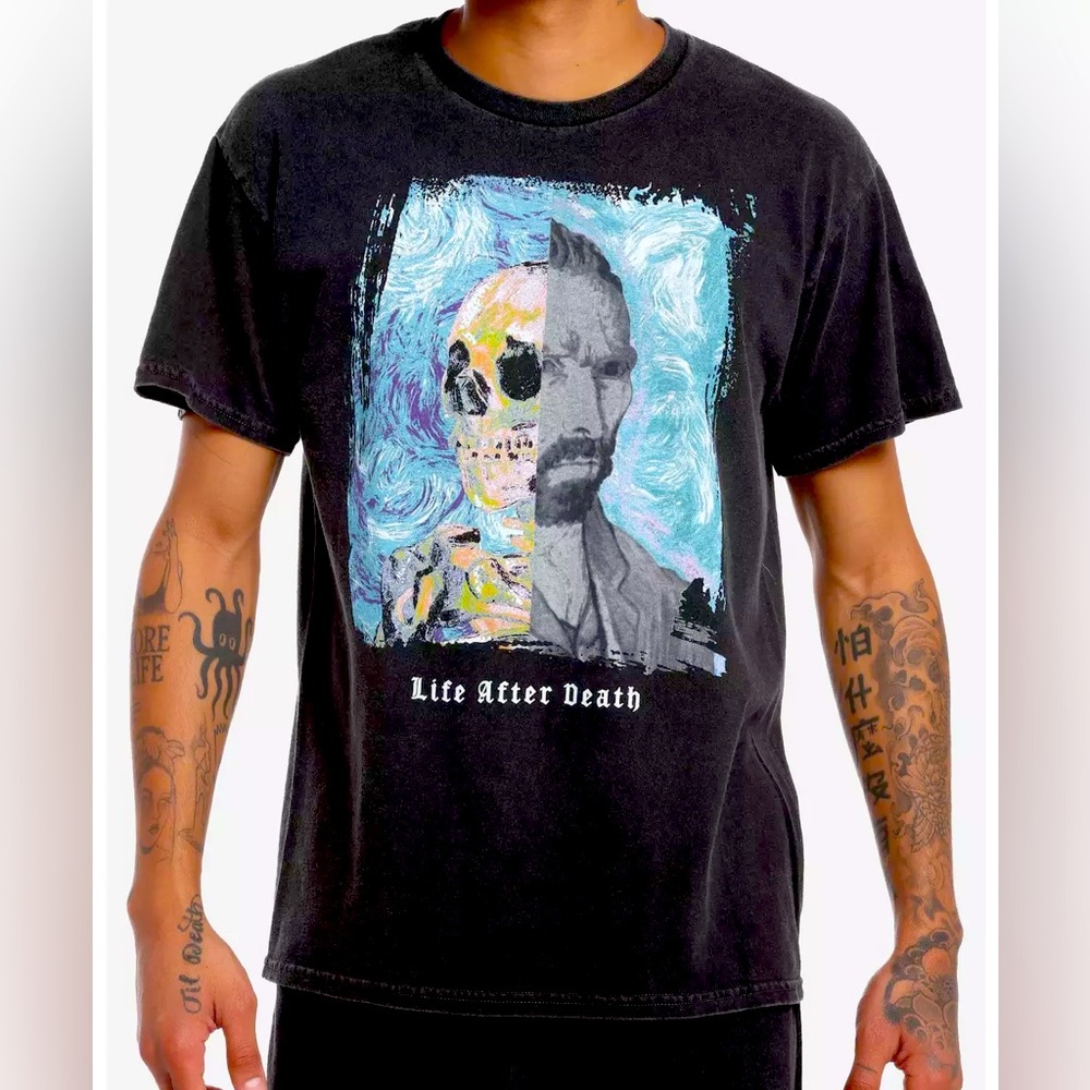 Vincent Van Gogh Life After Death T-Shirt  Eternal Life Faded Black Sz. XL New